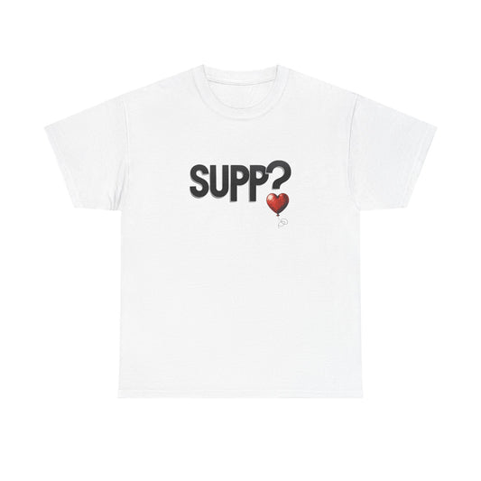 'Supp? Heart Balloon' Unisex Heavy Cotton Tee