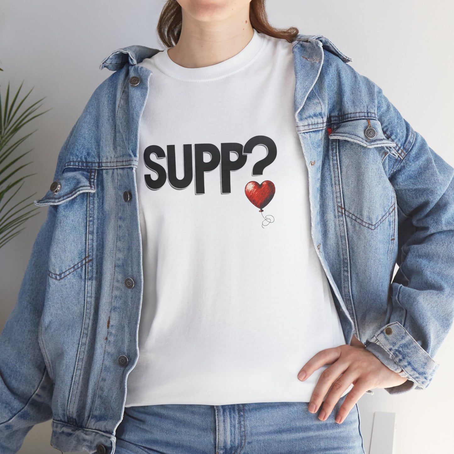 'Supp? Heart Balloon' Unisex Heavy Cotton Tee