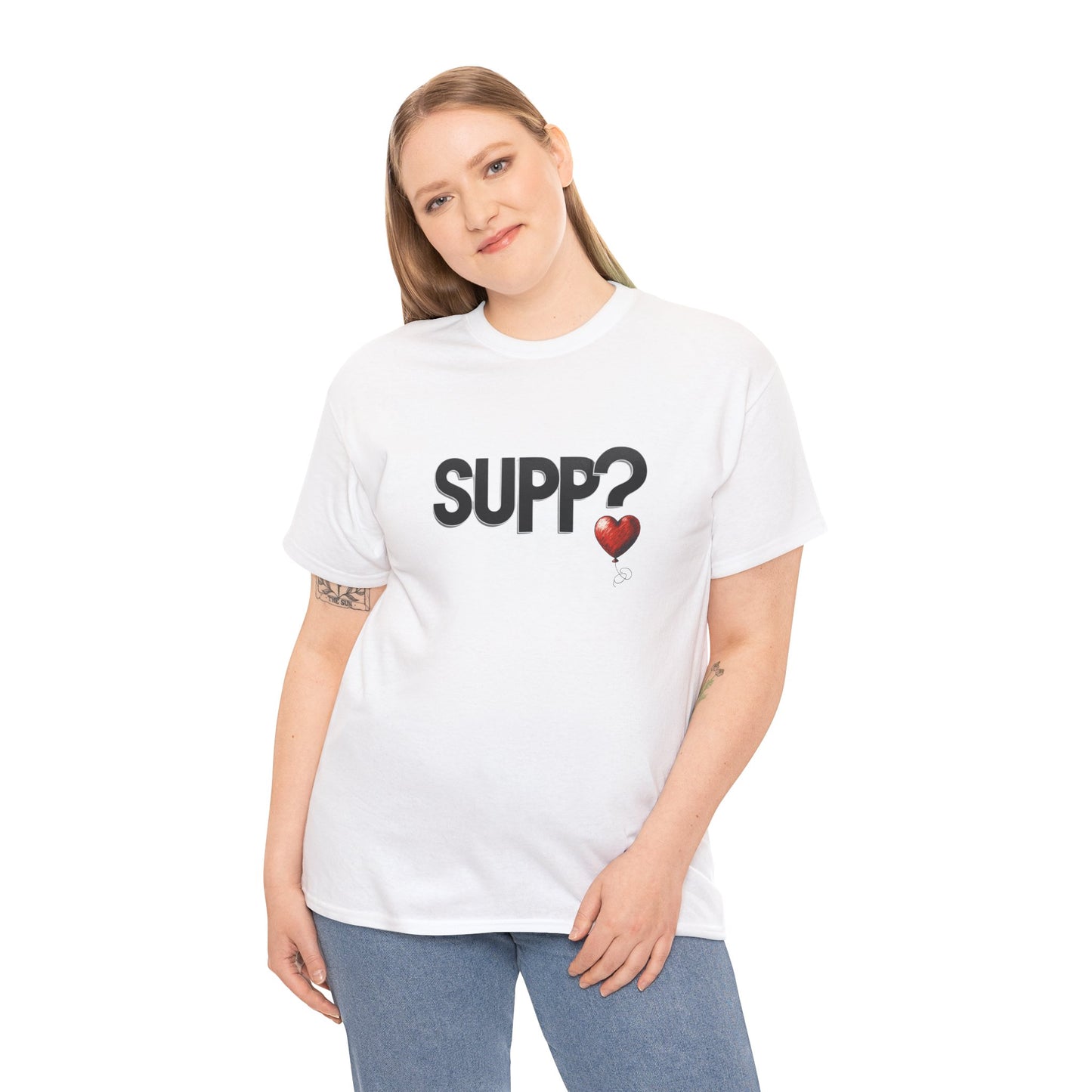 'Supp? Heart Balloon' Unisex Heavy Cotton Tee